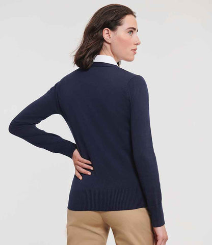 Russell Athletic Collection Ladies Cotton Acrylic V Neck Cardigan