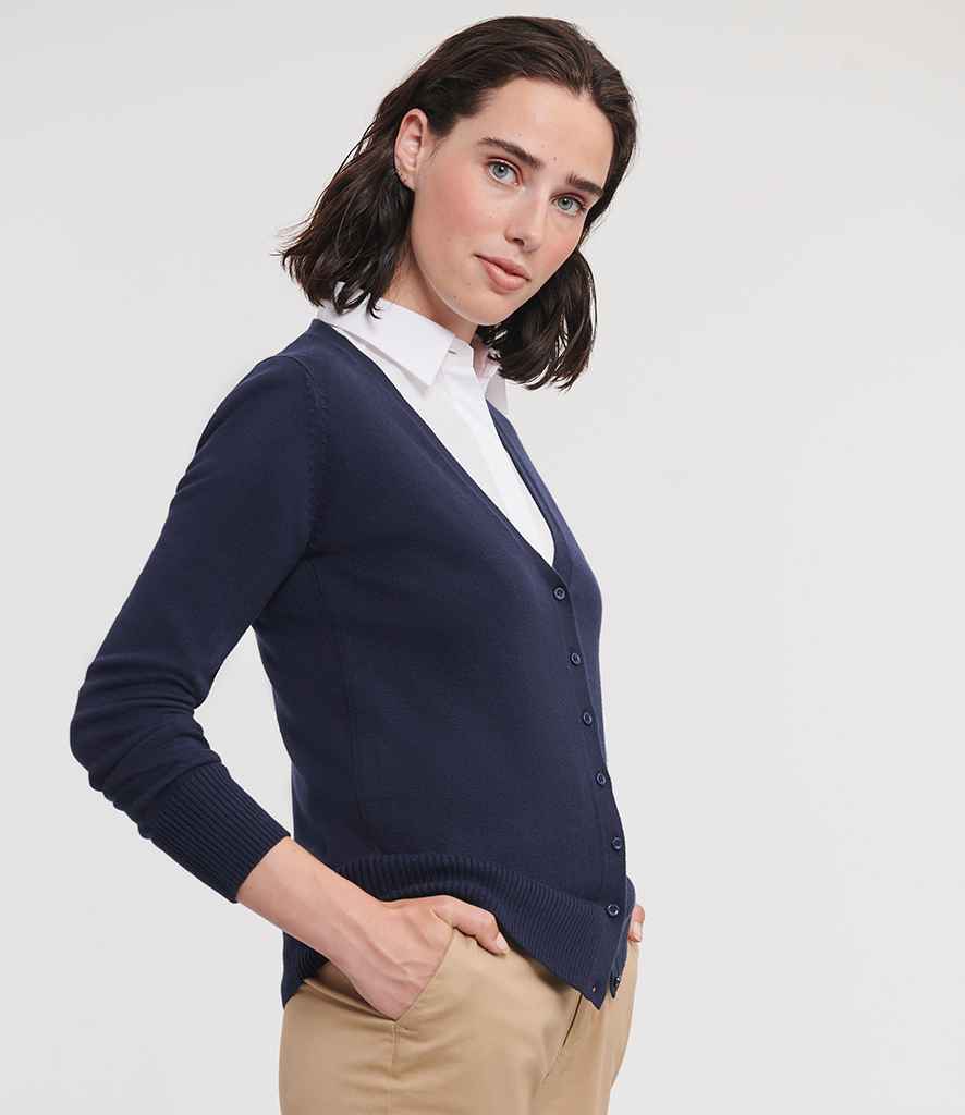 Russell Athletic Collection Ladies Cotton Acrylic V Neck Cardigan