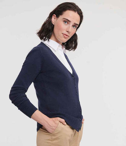 Russell Athletic Collection Ladies Cotton Acrylic V Neck Cardigan