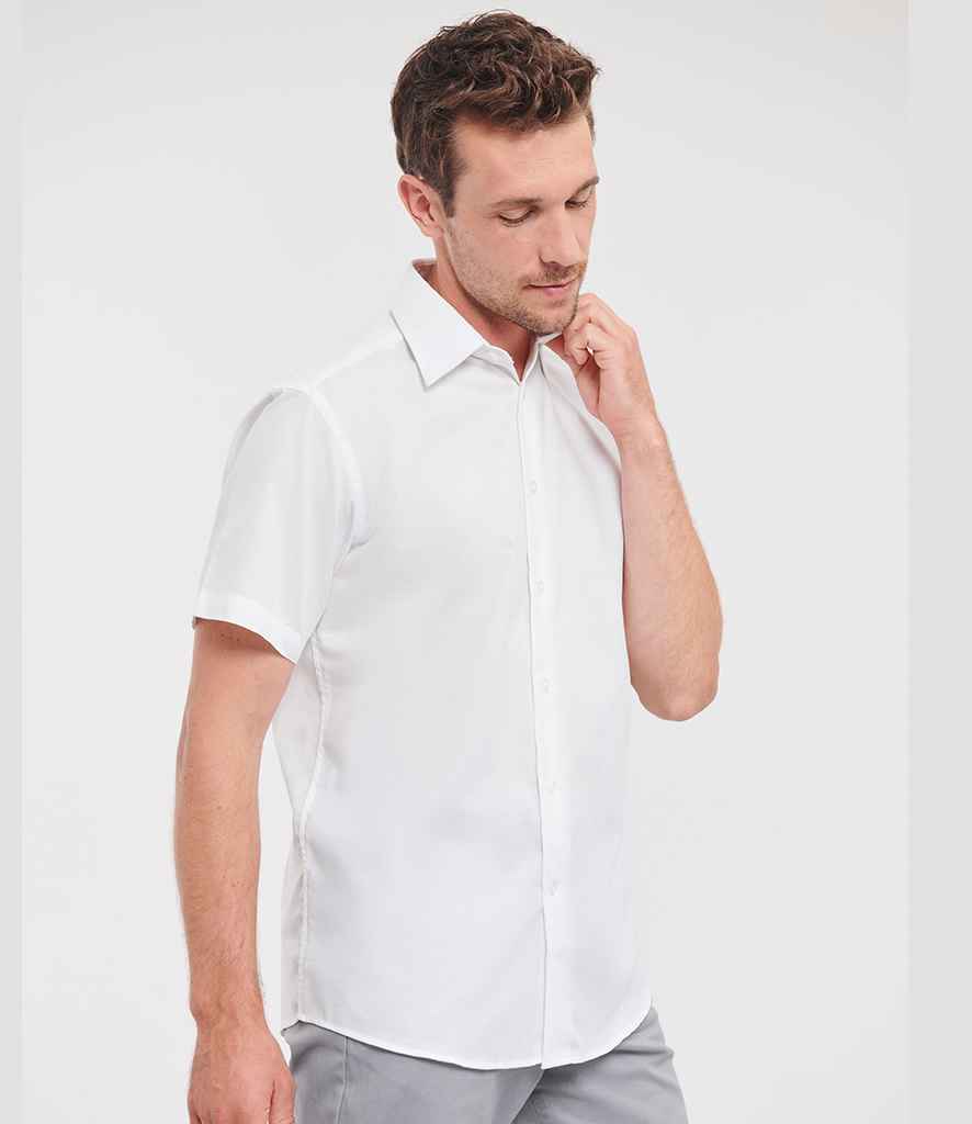 Russell Athletic Collection Short Sleeve Tailored Oxford Shirt