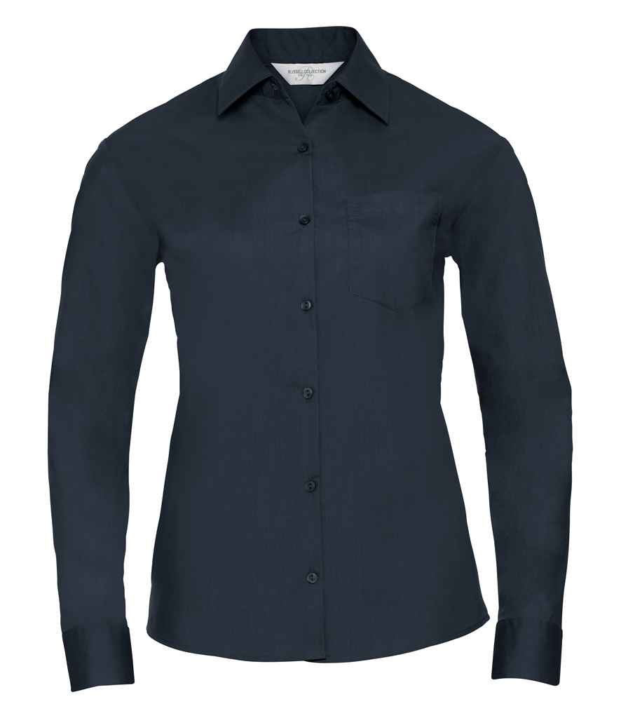 Russell Athletic Collection Ladies Long Sleeve Easy Care Poplin Shirt