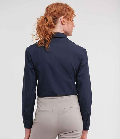 Russell Athletic Collection Ladies Long Sleeve Easy Care Poplin Shirt