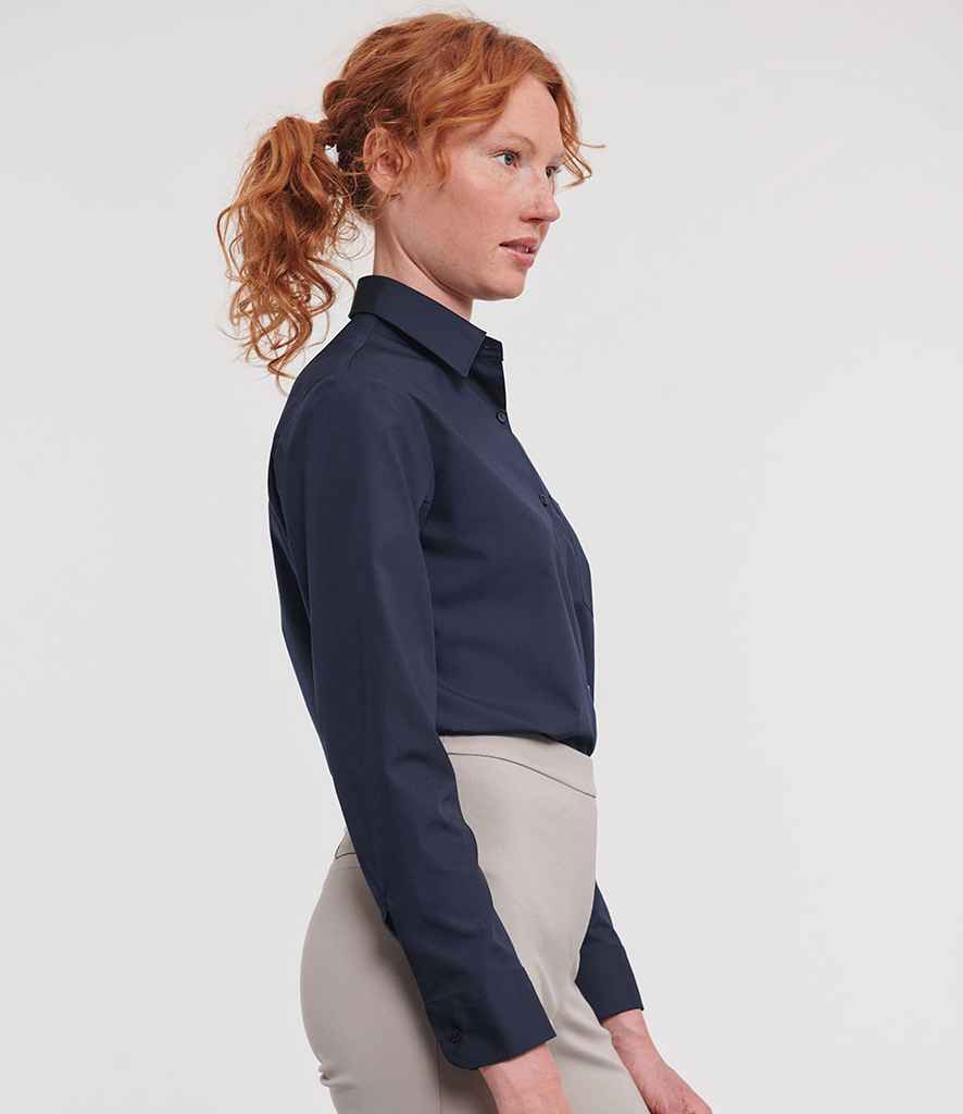 Russell Athletic Collection Ladies Long Sleeve Easy Care Poplin Shirt