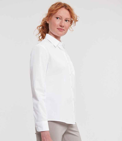 Russell Athletic Collection Ladies Long Sleeve Easy Care Poplin Shirt