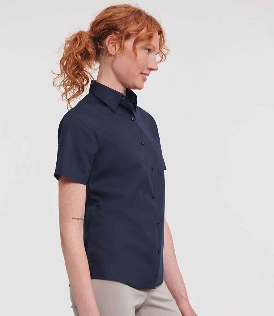 Russell Athletic Collection Ladies Short Sleeve Easy Care Poplin Shirt