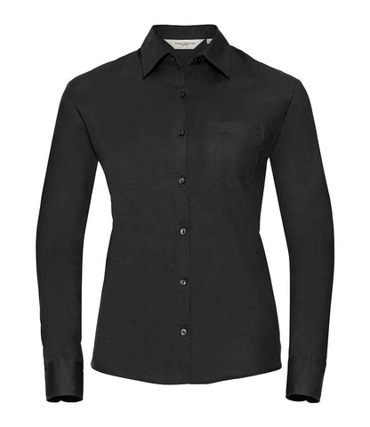 Russell Athletic Collection Ladies Long Sleeve Easy Care Cotton Poplin Shirt