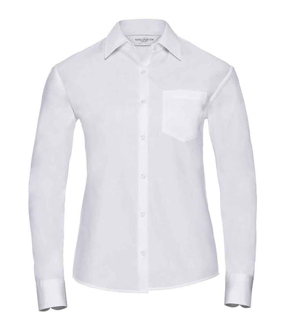 Russell Athletic Collection Ladies Long Sleeve Easy Care Cotton Poplin Shirt