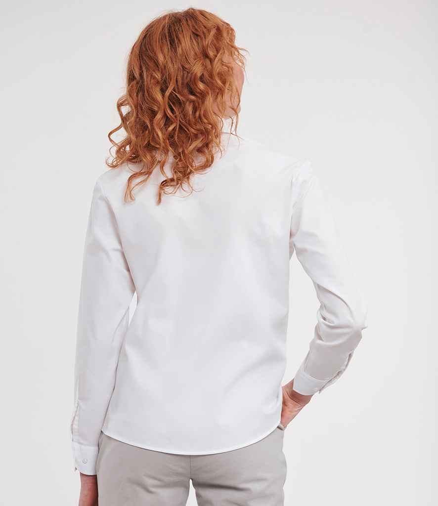 Russell Athletic Collection Ladies Long Sleeve Easy Care Cotton Poplin Shirt