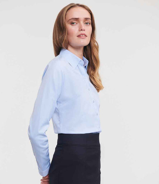 Russell Athletic Collection Ladies Long Sleeve Herringbone Shirt