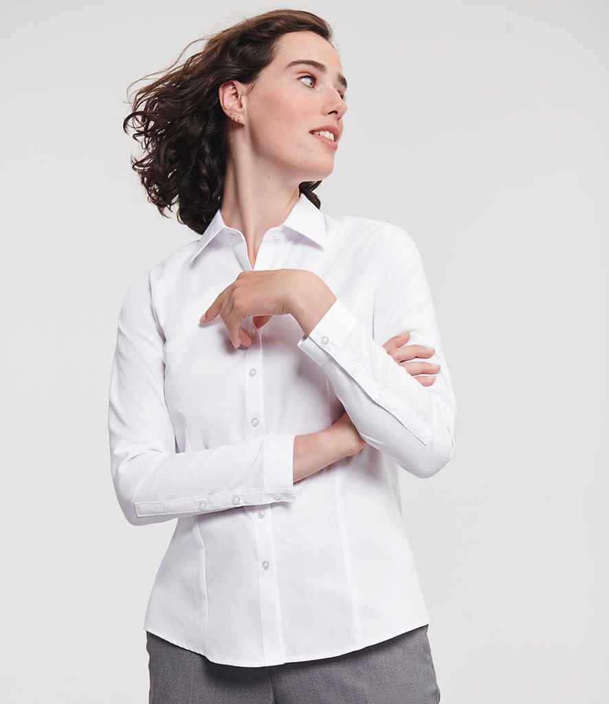 Russell Athletic Collection Ladies Long Sleeve Herringbone Shirt