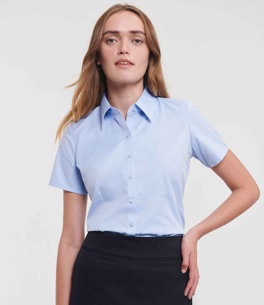 Russell Athletic Collection Ladies Short Sleeve Herringbone Shirt
