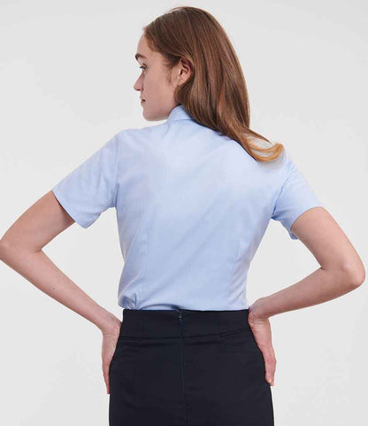 Russell Athletic Collection Ladies Short Sleeve Herringbone Shirt