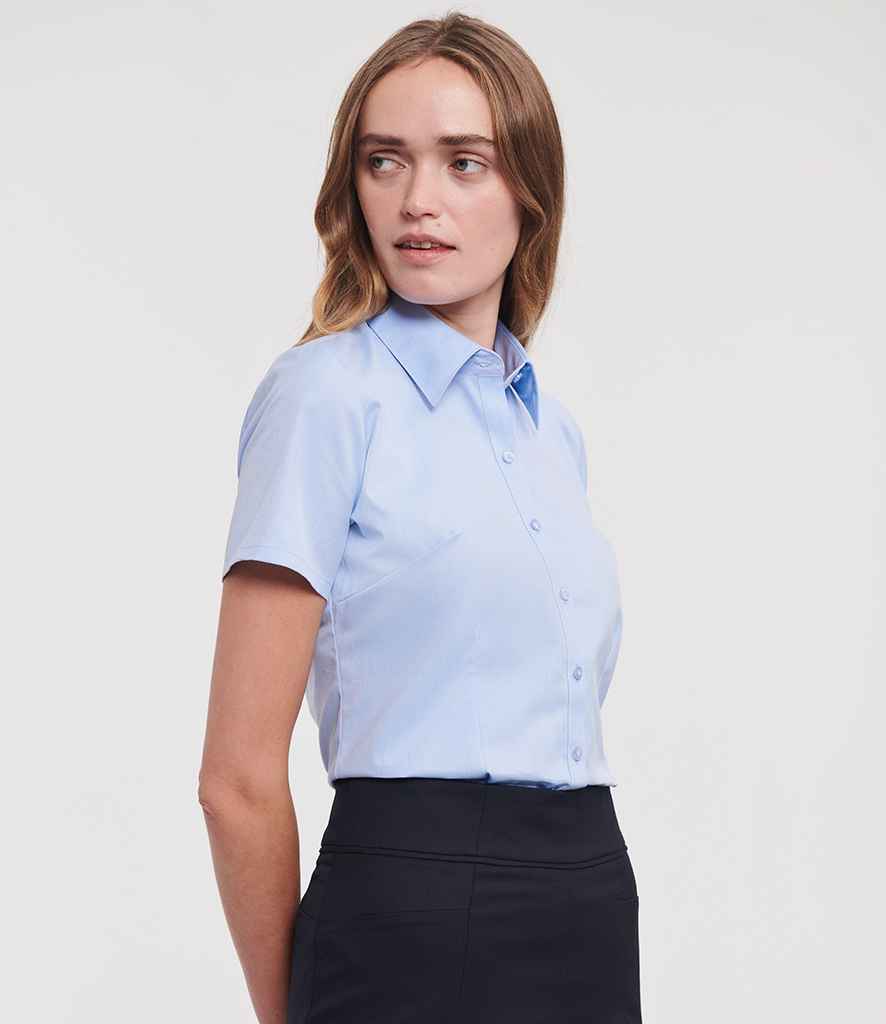 Russell Athletic Collection Ladies Short Sleeve Herringbone Shirt
