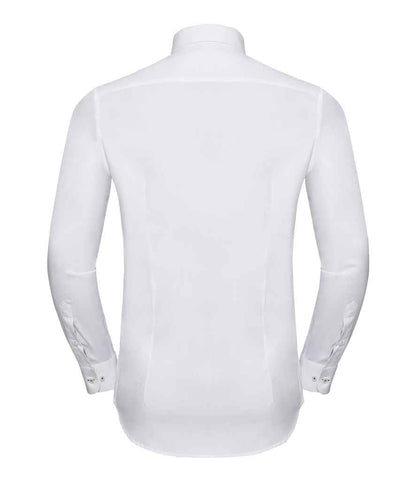 Russell Athletic Collection Long Sleeve Contrast Herringbone Shirt
