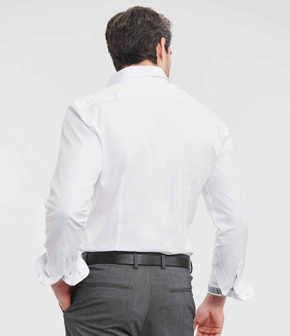 Russell Athletic Collection Long Sleeve Contrast Herringbone Shirt