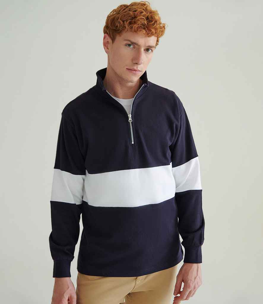 Front Row Panelled 1/4 Zip Neck Top