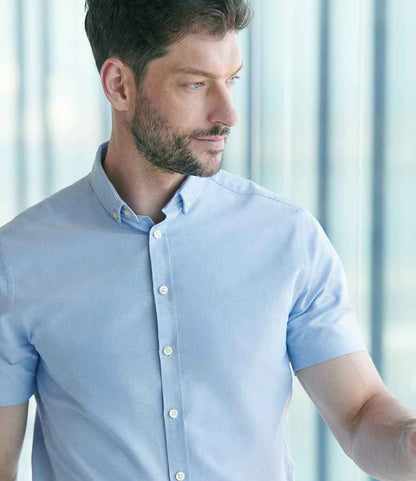 Henbury Modern Short Sleeve Slim Fit Oxford Shirt