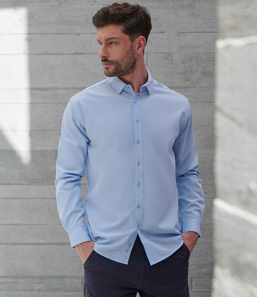 Henbury Long Sleeved Cotton Feel Coolplus® Shirt