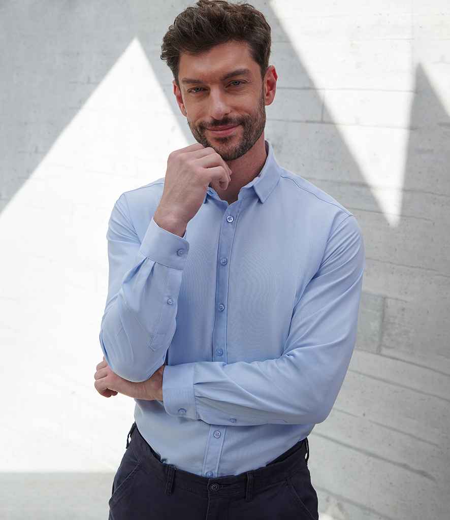 Henbury Long Sleeved Cotton Feel Coolplus® Shirt