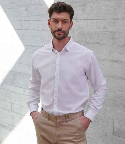 Henbury Long Sleeved Cotton Feel Coolplus® Shirt