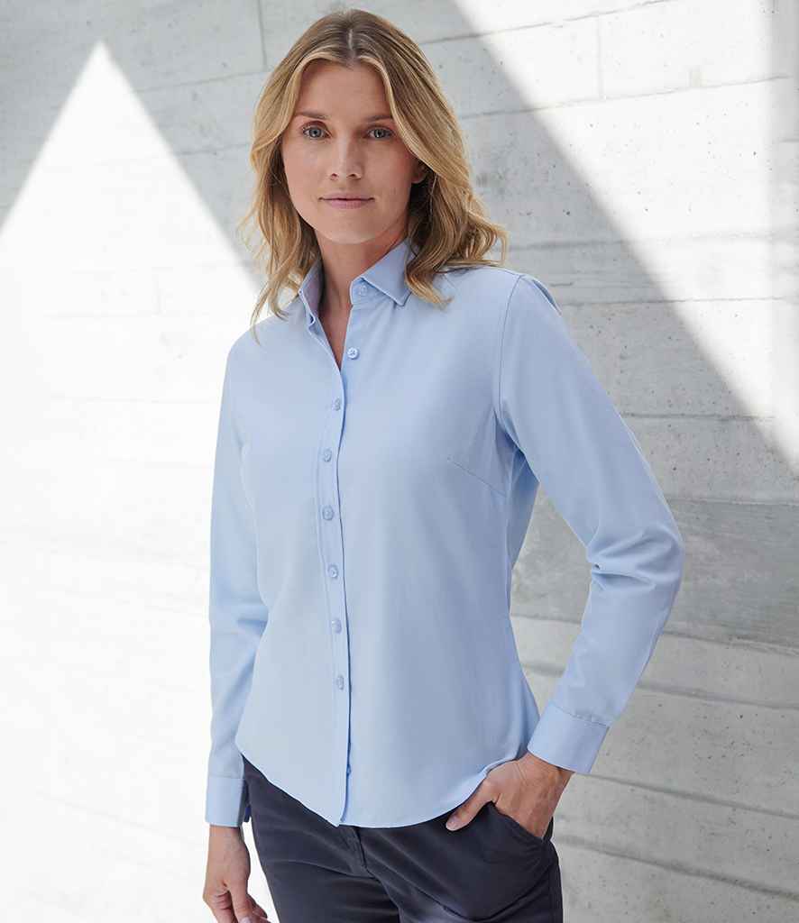 Henbury Ladies Long Sleeved Cotton Feel Coolplus® Shirt