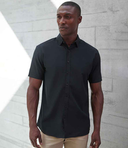 Henbury Short Sleeved Cotton Feel Coolplus® Shirt