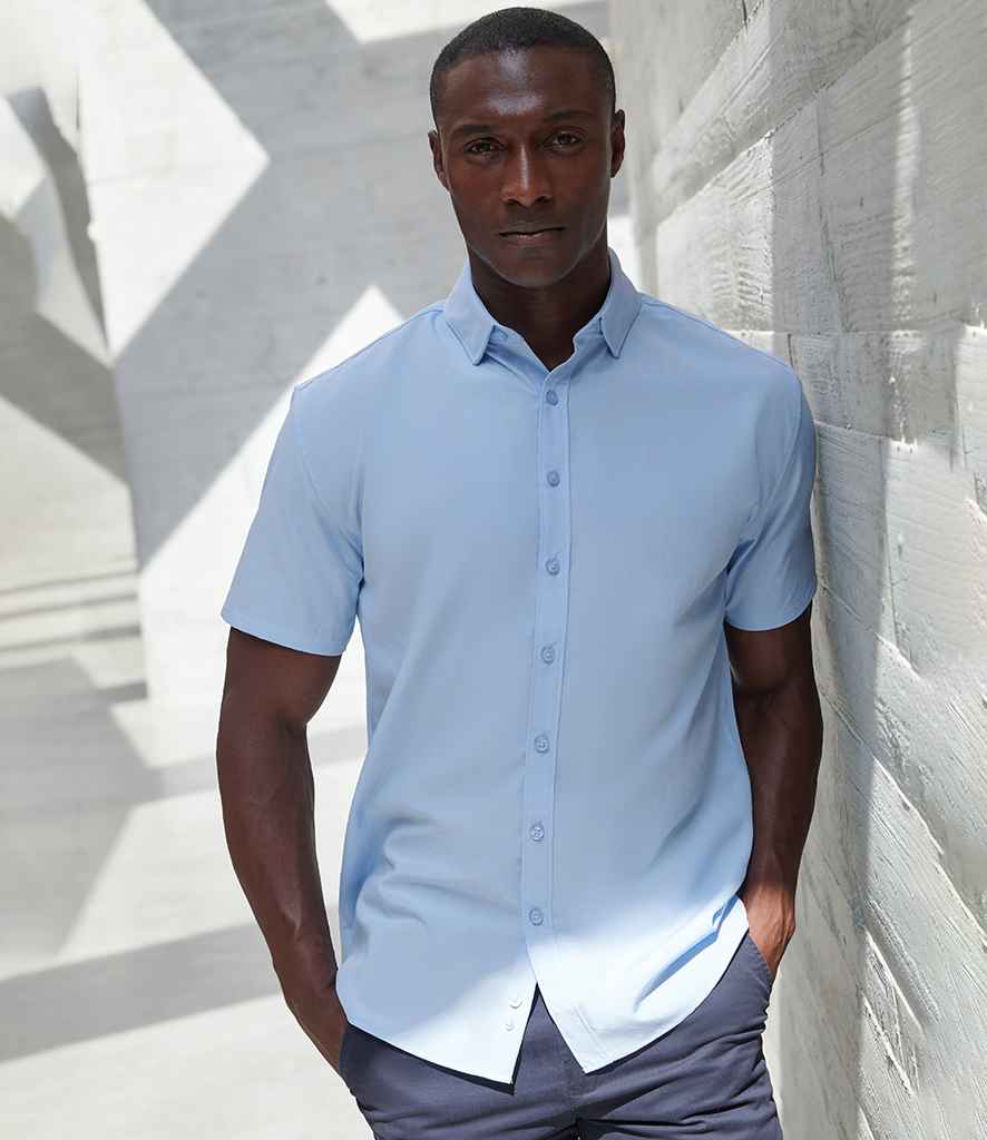 Henbury Short Sleeved Cotton Feel Coolplus® Shirt
