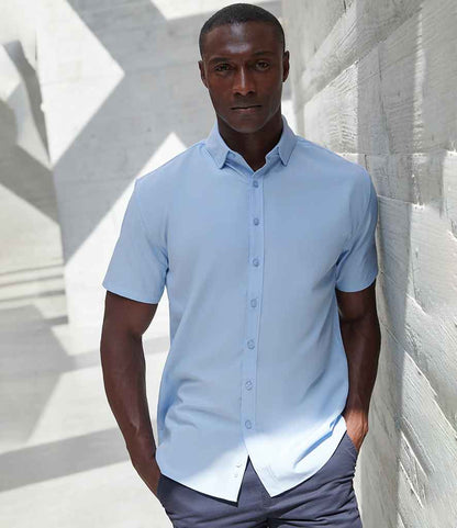 Henbury Short Sleeved Cotton Feel Coolplus® Shirt