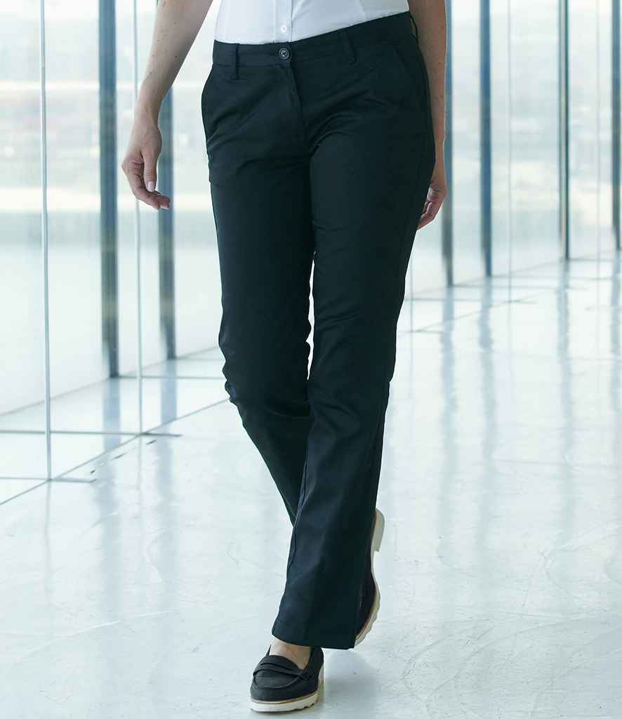 Henbury Ladies 65/35 Flat Fronted Chino Trousers