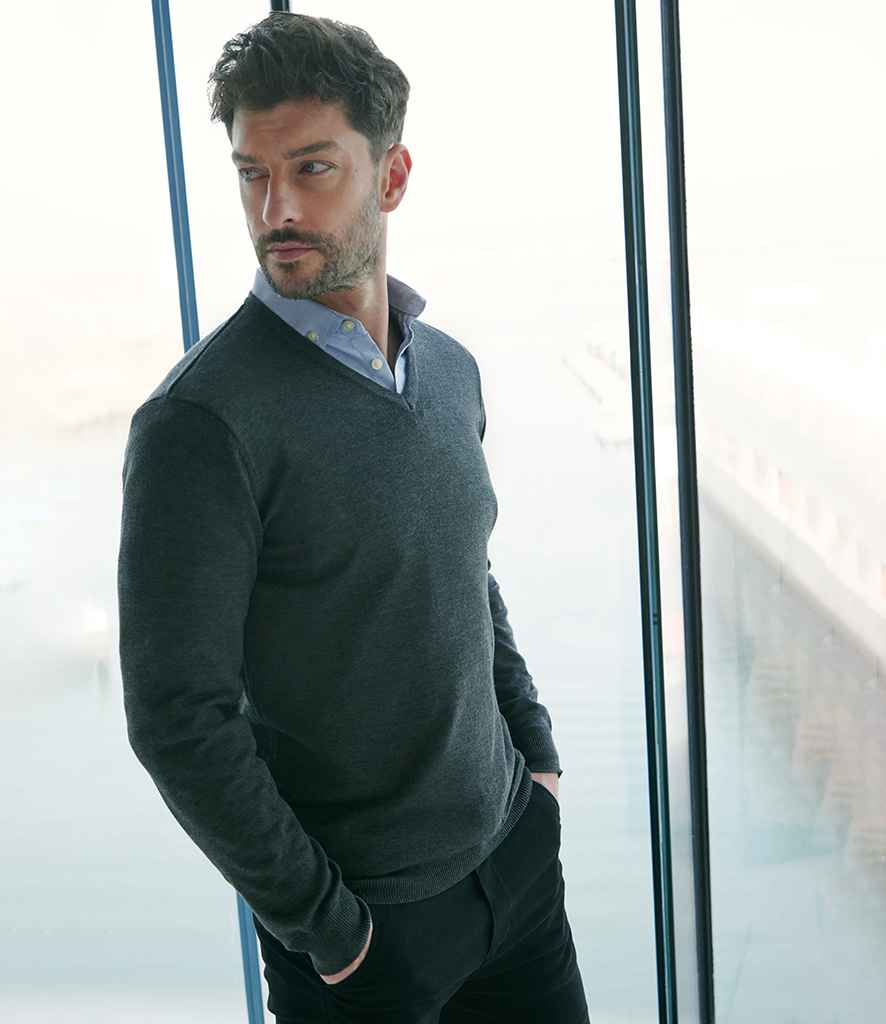 Henbury Lightweight Cotton Acrylic V Neck Sweater