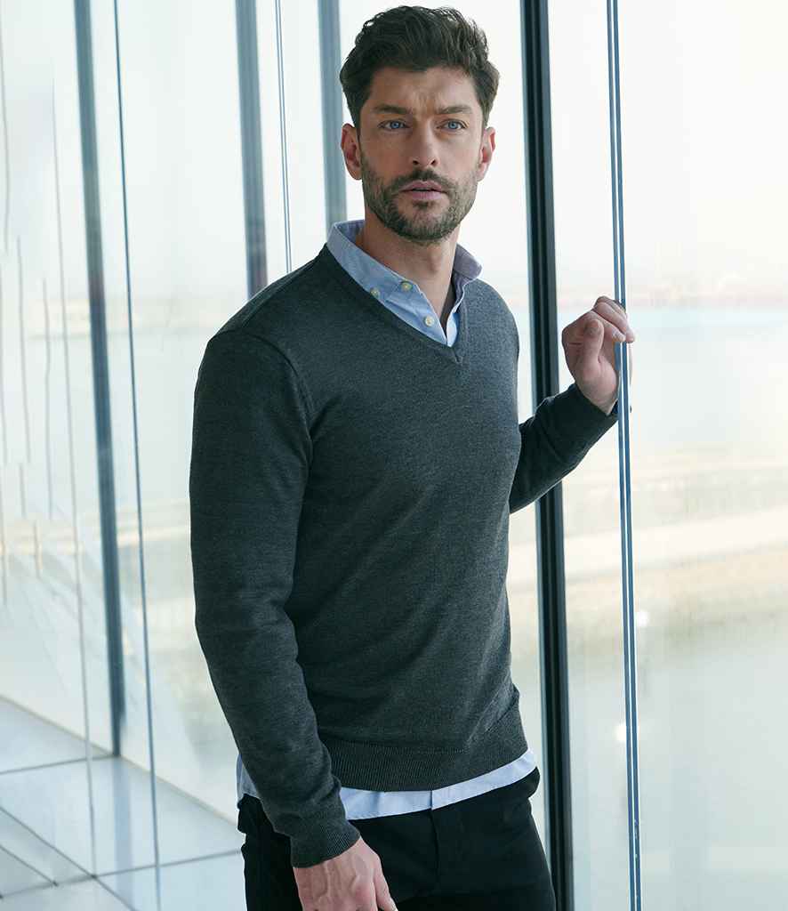 Henbury Lightweight Cotton Acrylic V Neck Sweater