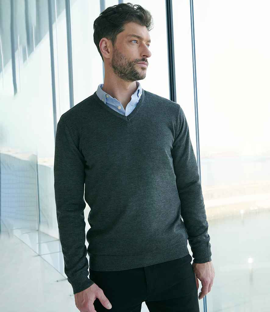 Henbury Lightweight Cotton Acrylic V Neck Sweater