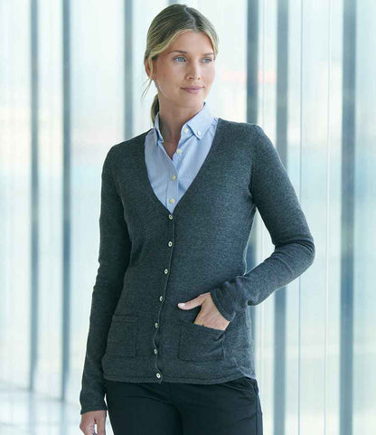 Henbury Ladies Cotton Acrylic V Neck Cardigan
