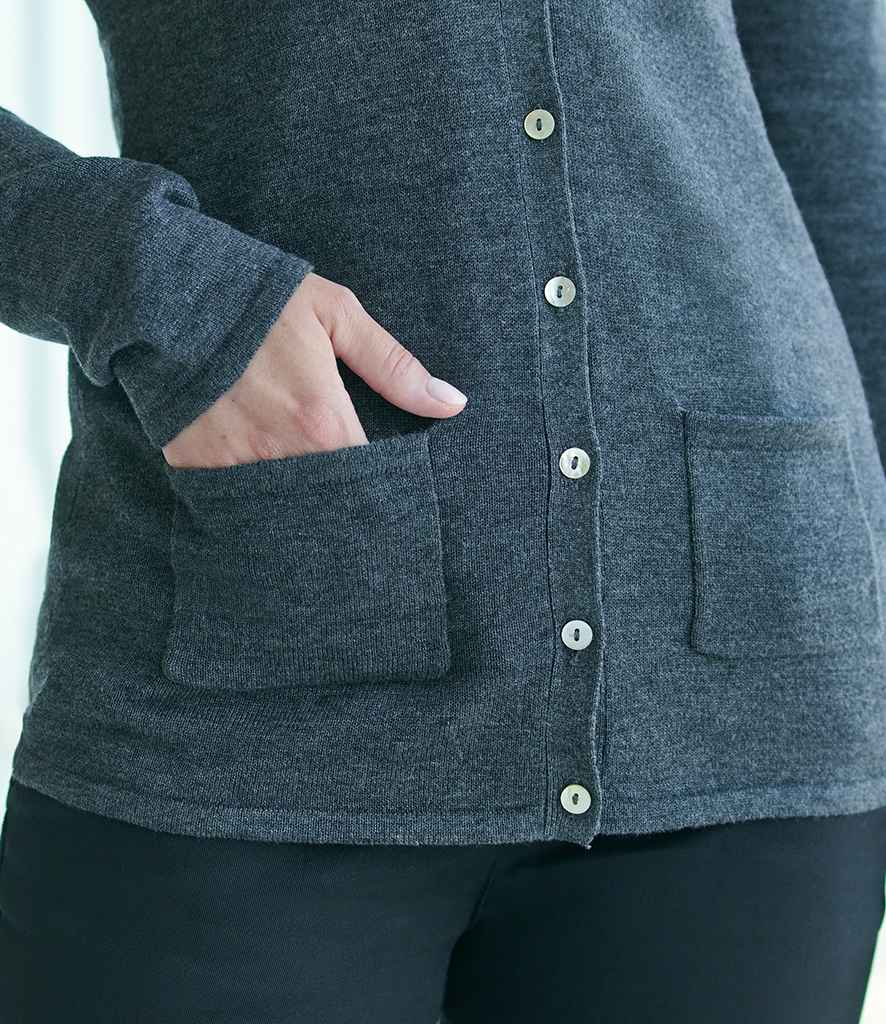 Henbury Ladies Cotton Acrylic V Neck Cardigan