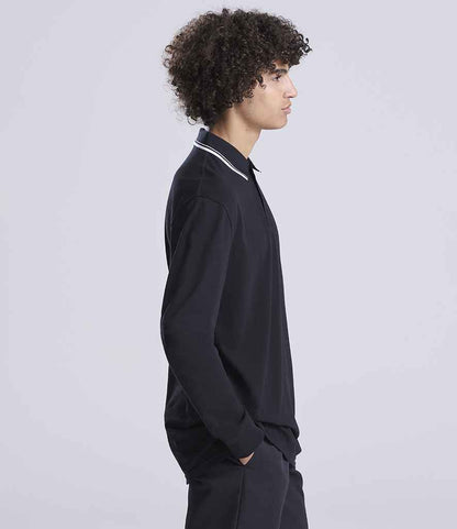 AWDis Long Sleeve Tipped 100 Polo Shirt