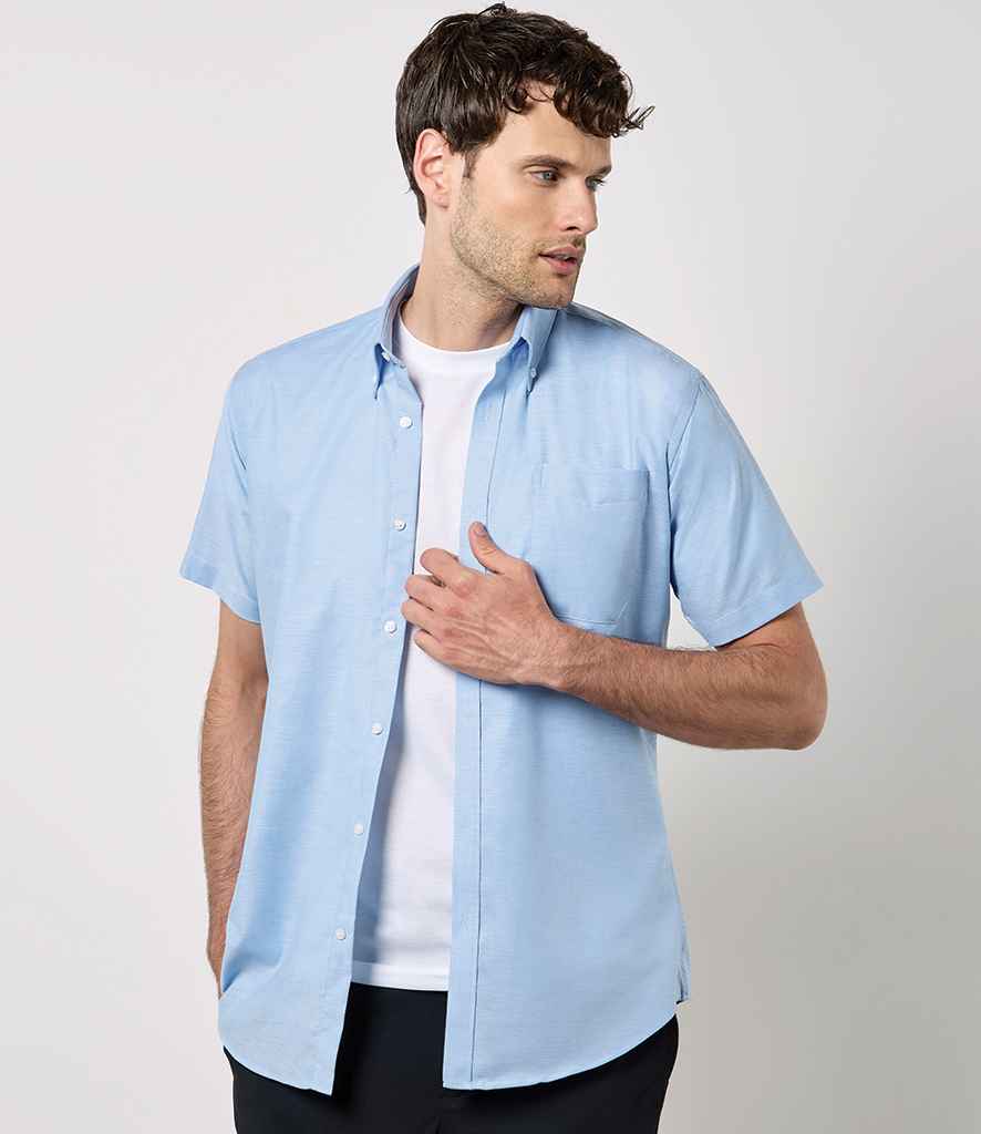 Kustom Kit Short Sleeve Slim Fit Oxford Shirt