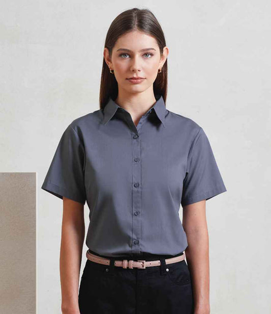 Premier Ladies Short Sleeve Poplin Blouse (3/3)