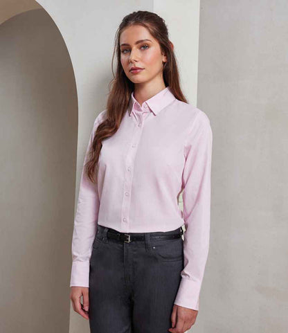 Premier Ladies Long Sleeve Striped Oxford Shirt