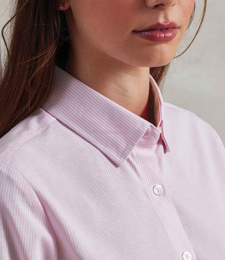 Premier Ladies Long Sleeve Striped Oxford Shirt