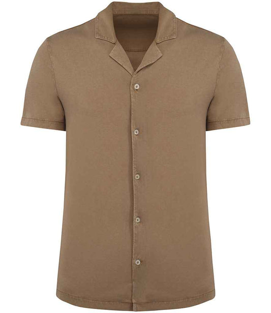 Spasso Jersey Short Sleeve Bowling Collar Shirt