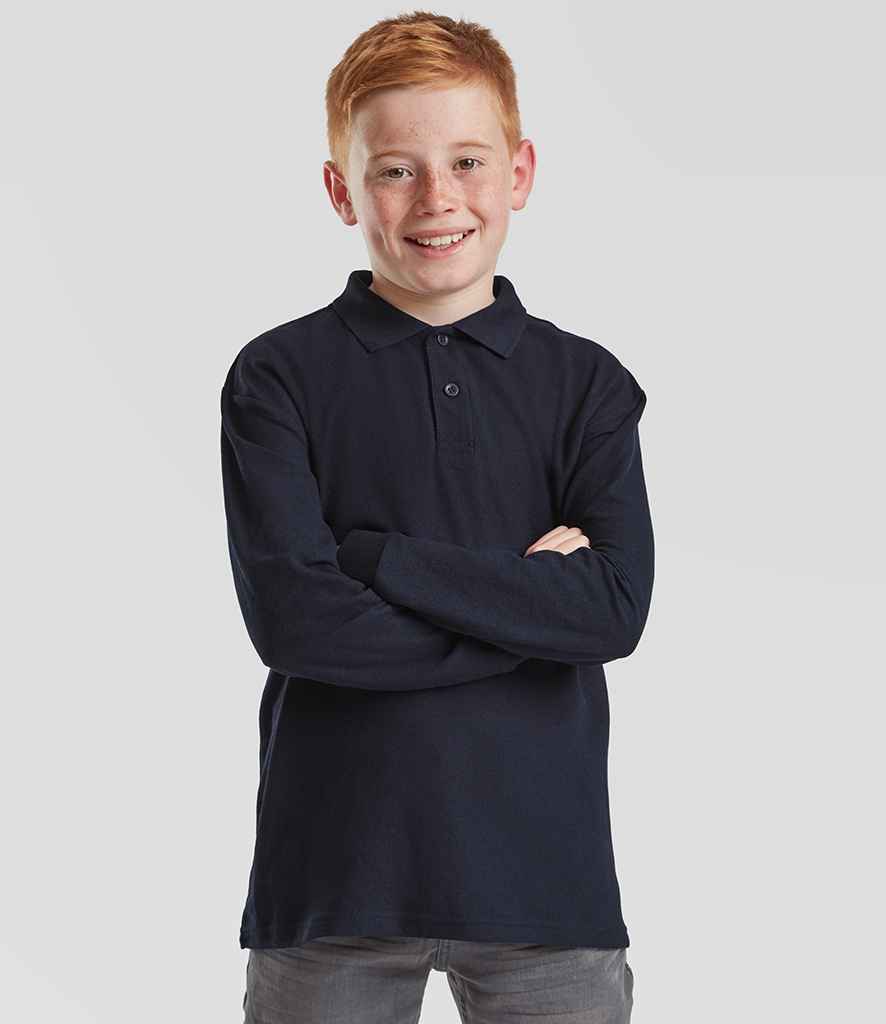 Fruit of the Loom Kids Long Sleeve Poly/Cotton Piqué Polo Shirt
