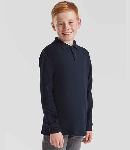 Fruit of the Loom Kids Long Sleeve Poly/Cotton Piqué Polo Shirt