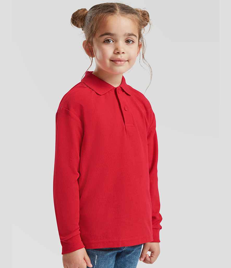 Fruit of the Loom Kids Long Sleeve Poly/Cotton Piqué Polo Shirt