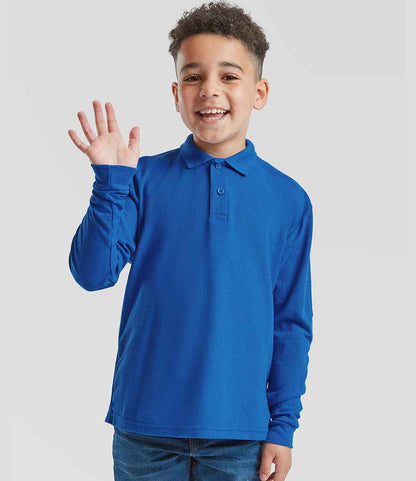 Fruit of the Loom Kids Long Sleeve Poly/Cotton Piqué Polo Shirt