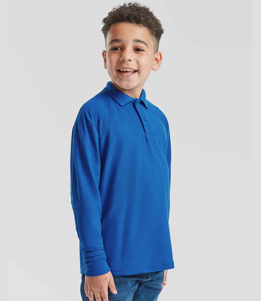 Fruit of the Loom Kids Long Sleeve Poly/Cotton Piqué Polo Shirt