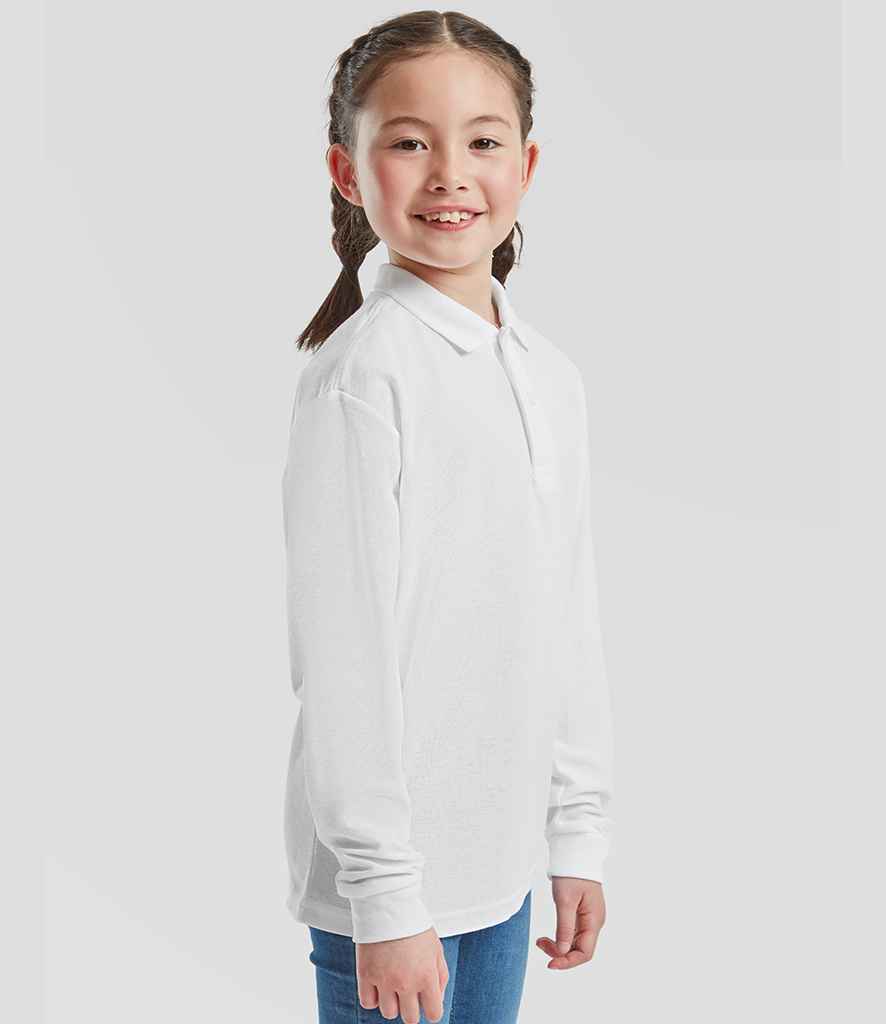 Fruit of the Loom Kids Long Sleeve Poly/Cotton Piqué Polo Shirt