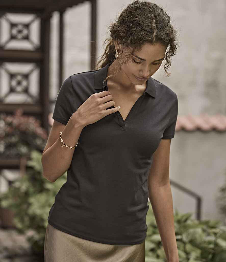 Tee Jays Ladies Luxury Stretch V Neck Polo Shirt